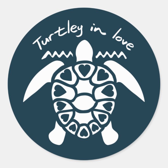 Turtley In Love - Turtle Classic Round Sticker (Front)