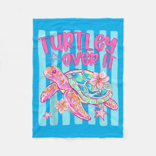 Turtley Over It Funny Sea Turtle Sarcastic Pun Fleece Blanket