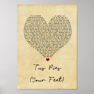 Tus Pies Your Feet Vintage Heart Song Lyric Print