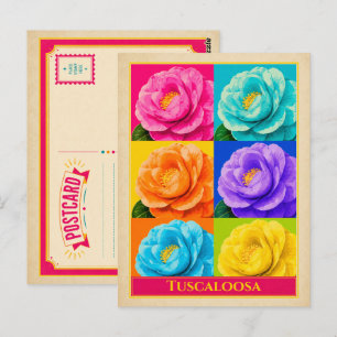 Tuscaloosa Alabama Camellia Flower Vintage Postcard