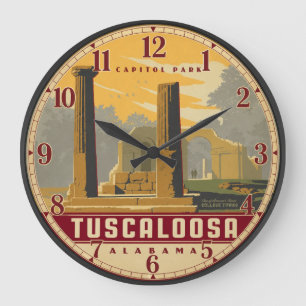 Tuscaloosa Alabama Capitol Park Travel Poster Large Clock