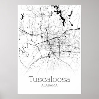 Tuscaloosa Map - Alabama - City Map Poster