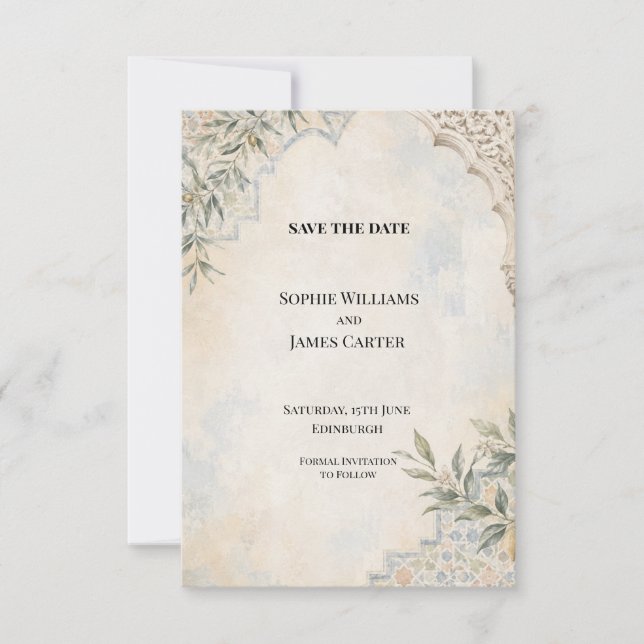 Tuscan Archway Wedding Save the Date (Front)