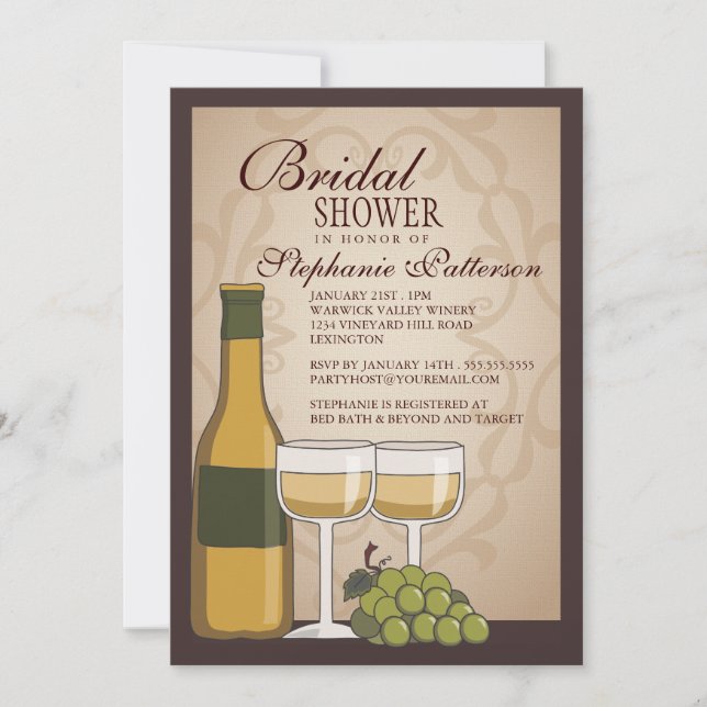 Tuscan Bridal Shower Wine Themed Invitation (Front)
