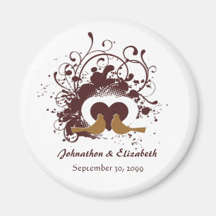 Tuscan Brown Love Birds Wedding Anniversary Magnet