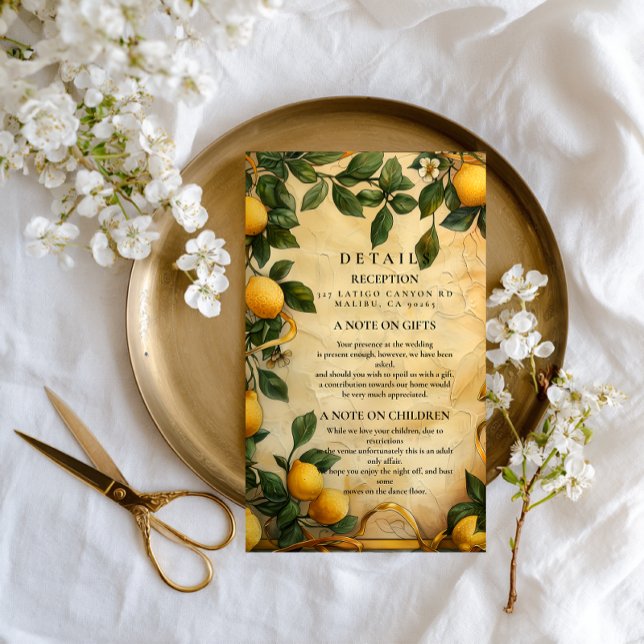 Tuscan Citrus Floral Wedding Enclosure Card (Creator Uploaded)