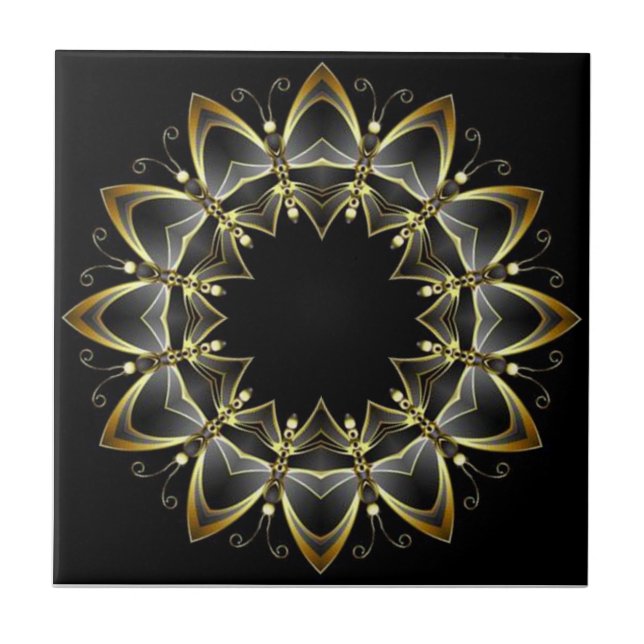 Tuscan Colours Gold/Black Kitchen Backsplash ~ 04  Ceramic Tile (Front)