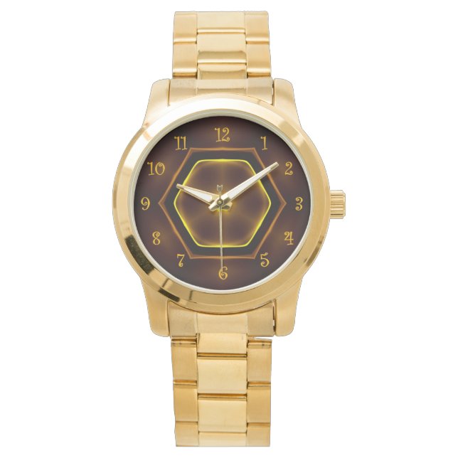 Tuscan Colours Gold, Maroon, Black Background  ~  Watch (Front)