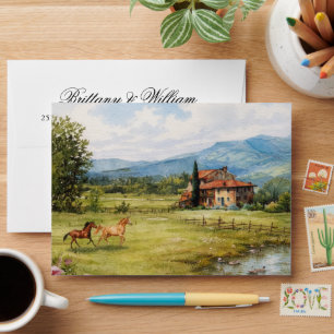Tuscan Countryside Landscape Italian Wedding Envelope