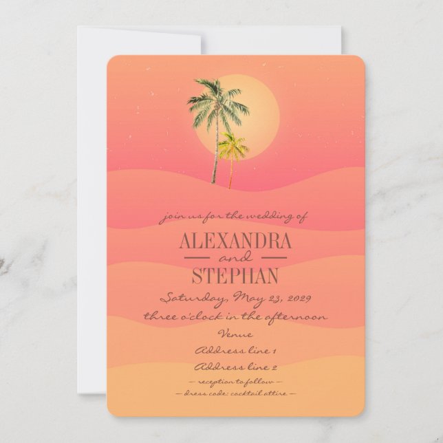 Tuscan Countryside Rustic Sunset Minimal Wedding Invitation (Front)