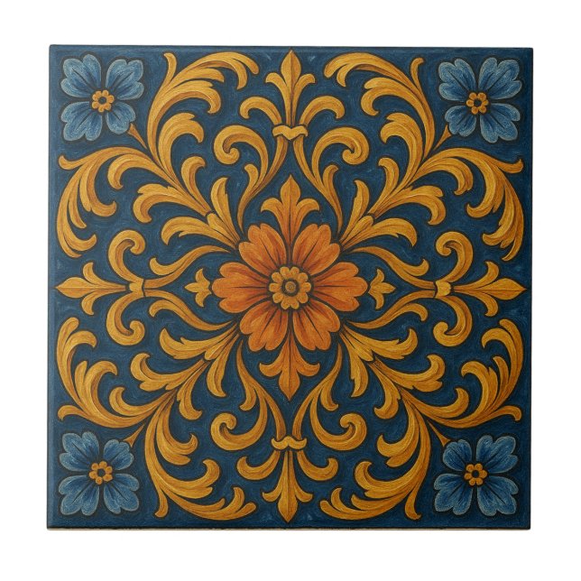 Tuscan Floral Style Ceramic Tile (Front)