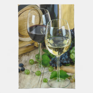 Tuscan Grapes and Wine Kitchen Towel