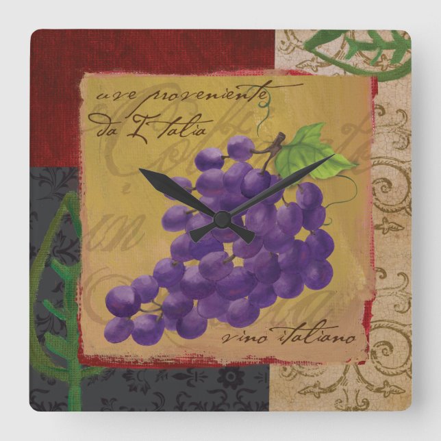 Tuscan Grapes Wall Clock (Front)