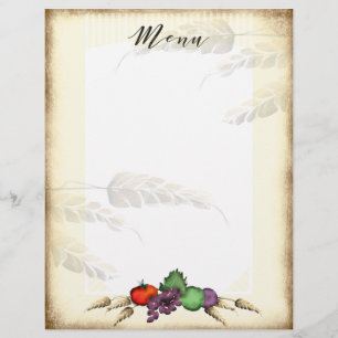 Tuscan harvest foods aged wheat menu letterhead