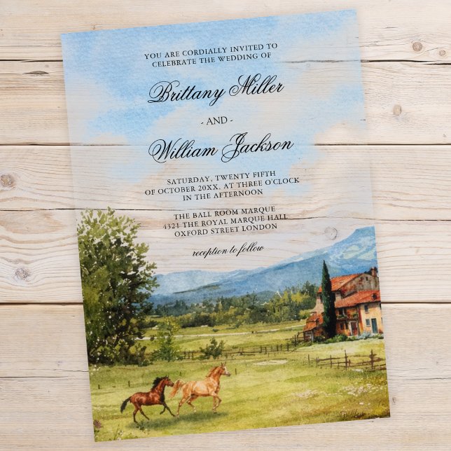 Tuscan-Inspired Countryside Landscape Wedding  Acrylic Invitations (Creator Uploaded)