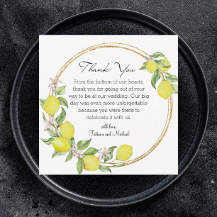 tuscan italy watercolor lemons wedding thank you card
