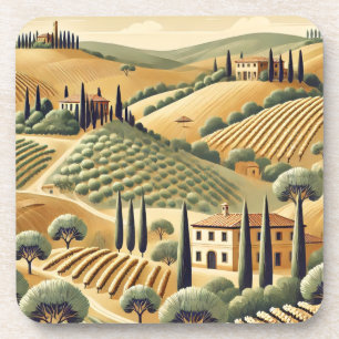 Tuscan Landscape Print Coaster Set