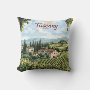 Tuscan Landscape with Vineyards and a Bicycle Cushion