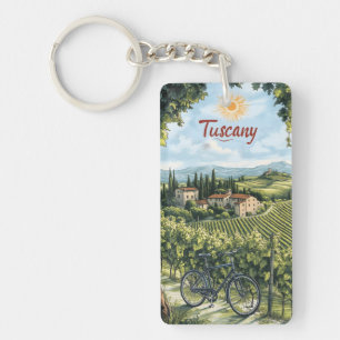 Tuscan Landscape with Vineyards and a Bicycle Key Ring