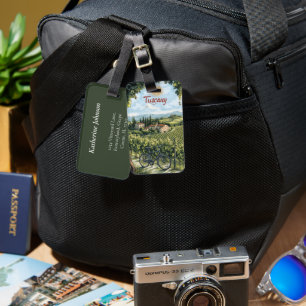 Tuscan Landscape with Vineyards and a Bicycle Luggage Tag