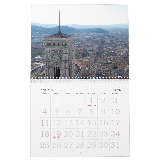 Tuscan Landscapes Calendar (Jan 2026)