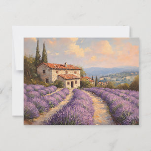 Tuscan Lavender Field with Stone Cottage Postcard