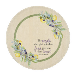 Tuscan Lemons Olives Round Kitchen Cutting Board