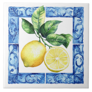 Tuscan Mediterranean Yellow Lemons Ceramic Tile