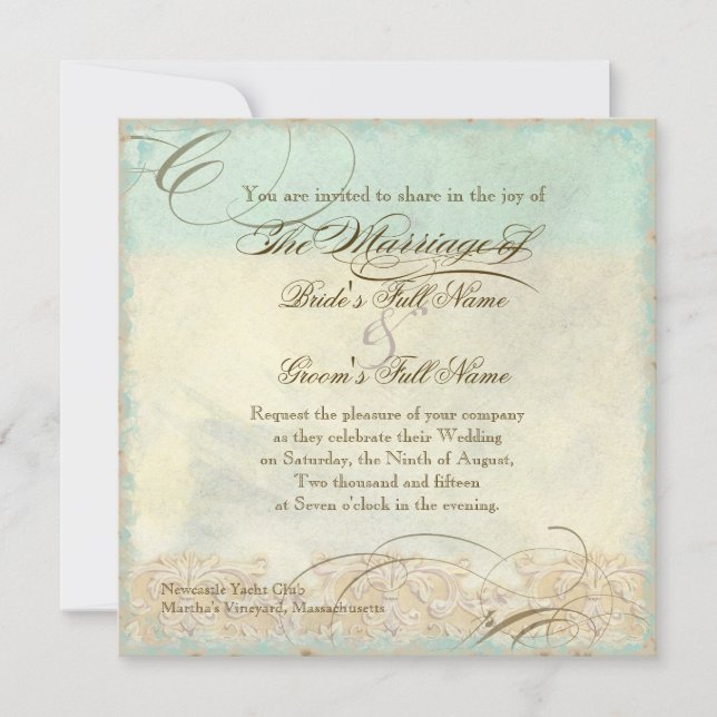 Tuscan Olive Tree n Swirl - Wedding Invitation (Front)