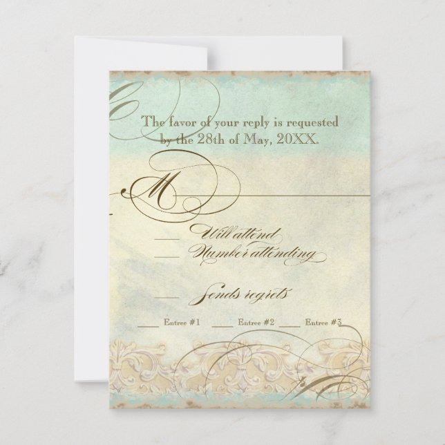 Tuscan Olive Tree n Swirl - Wedding RSVP Response (Front)