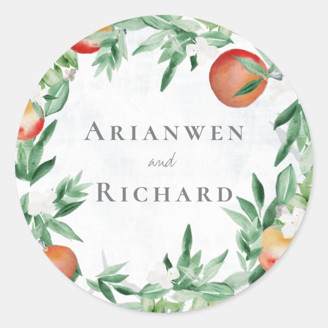 Tuscan Olives Botanical Wreath Classic Round Sticker (Front)