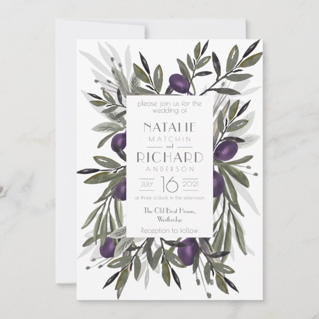 Tuscan Olives Wedding Invite, Invitation (Front)