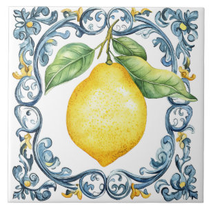 Tuscan Rustic Mediterranean Blue & Yellow Ceramic Tile