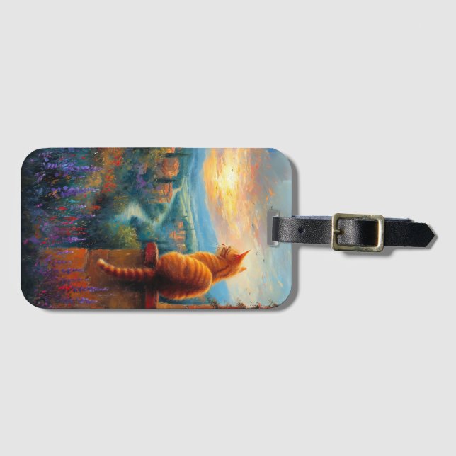 Tuscan Sunset with a Ginger Cat Luggage Tag (Front Horizontal)