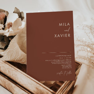 Tuscan Terracotta   Modern Minimal Wedding Invitation
