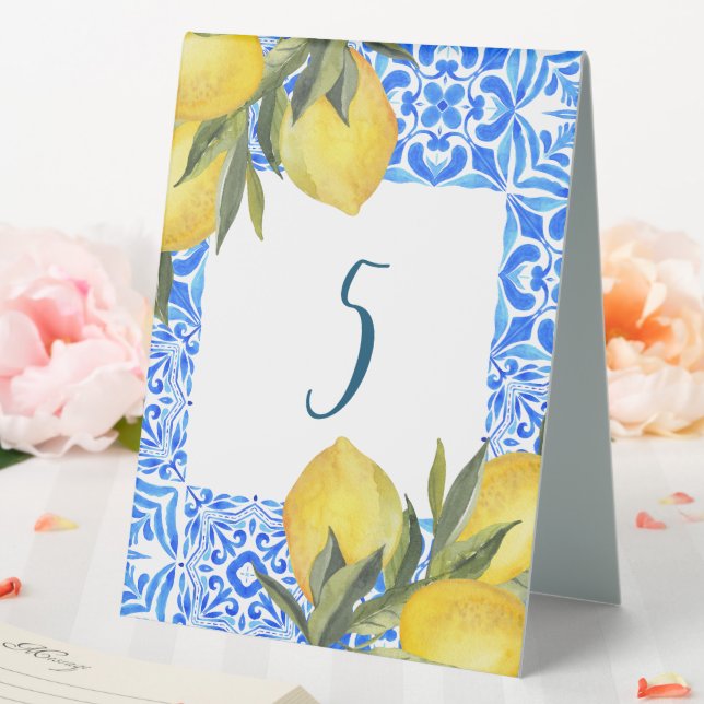 Tuscan Tile Watercolor with Lemon  (In SItu (Wedding))