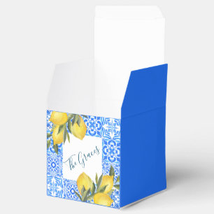 Tuscan Tile Watercolor with Lemon  Favour Box