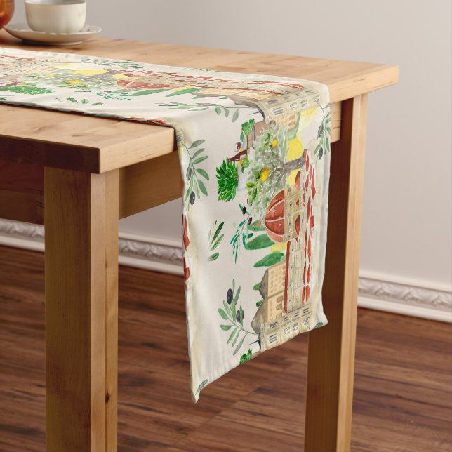 Tuscan,Tuscany,Italy,olives,lemons,  Short Table Runner (In Situ)