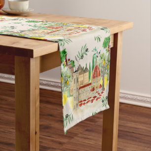 Tuscan,Tuscany,Italy,olives,lemons,   Short Table Runner