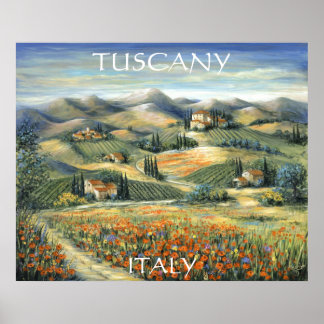 Tuscan Villa And Poppies Poster