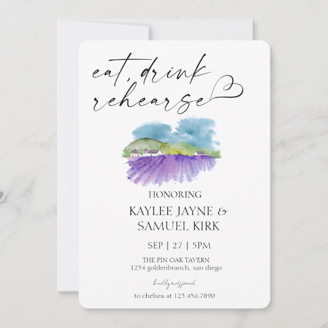Tuscan Vineyard Rehearsal Dinner Invitation (Front)