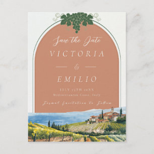 Tuscan Vineyard Terracotta Save the Date Card