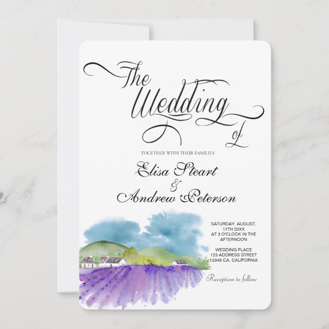 Tuscan Vineyard wedding Invitation (Front)