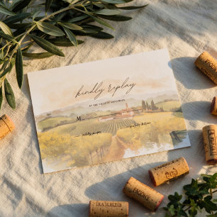 Tuscan Vineyard Wedding   Italian Countryside RSVP Card