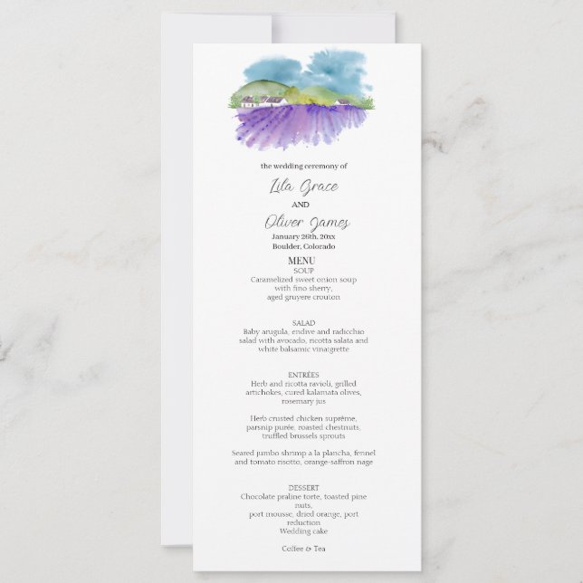 Tuscan Vineyard Wedding Menu Card (Front)
