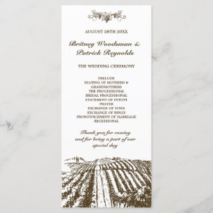 Tuscan Vintage Winery Vineyard Wedding Programs