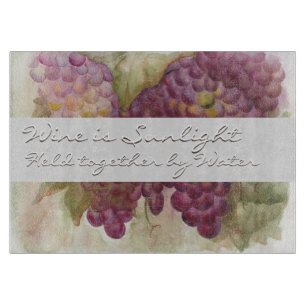 Tuscan Watercolor Grape Vineyard Galileo Quote Cutting Board