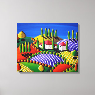 Tuscan Whimsical Landscape Folk Art Canvas Print