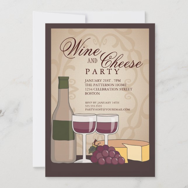 Tuscan Wine & Cheese Tasting Party Invitation (Front)