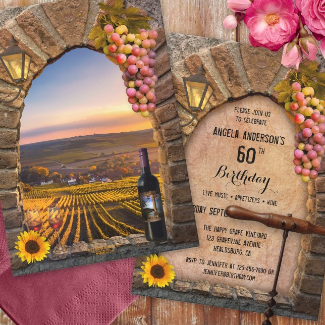Tuscan Wine Themed Birthday Party Invitation (Creator Uploaded)